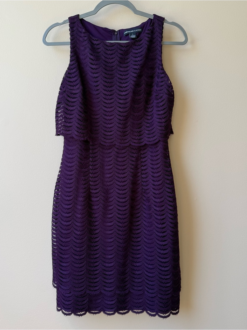 American Living Deep Purple Lace Overlay Mini Dress